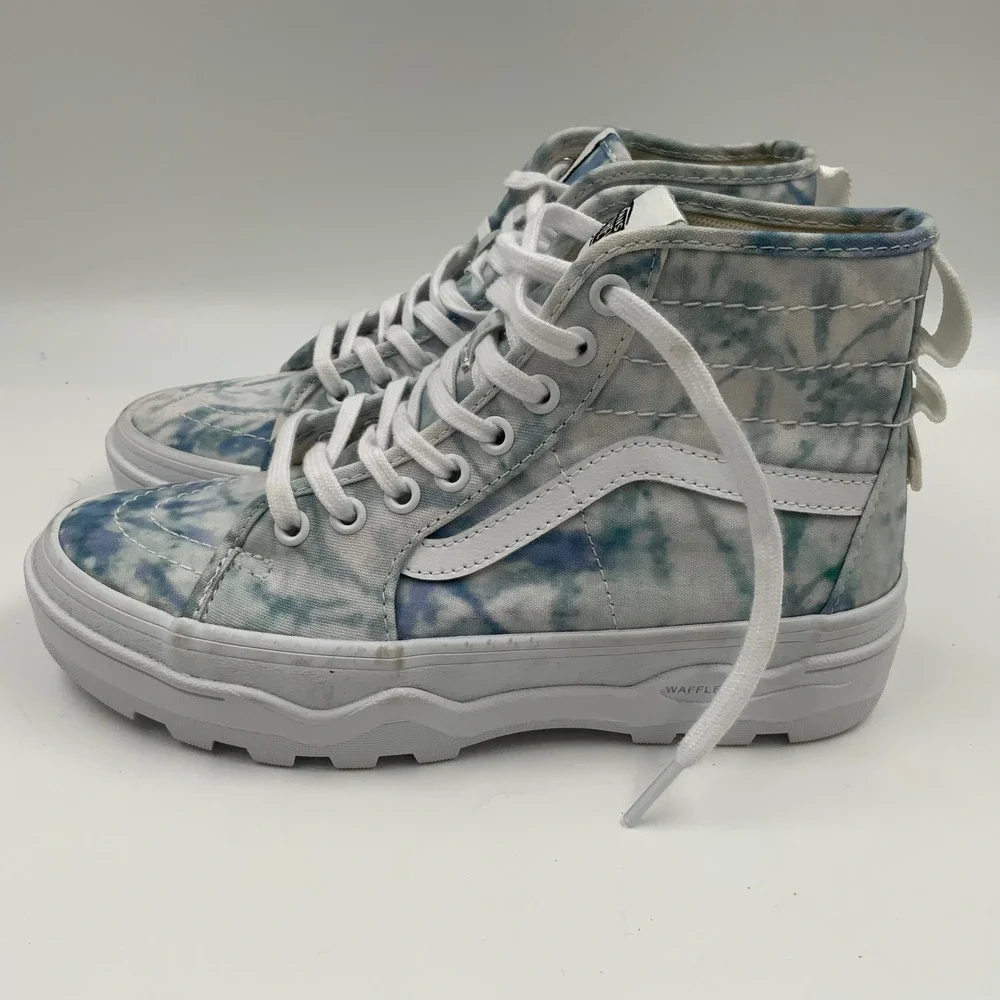 Vans Sk8-Hi Tapered Stackform Tie Dye Blue White Platform Sneakers Womens 6.5